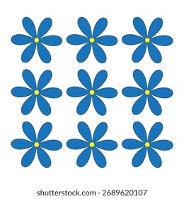 Grid of Identical Blue Flowers
