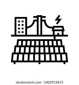 grid integration solar panel line icon vector. grid integration solar panel sign. isolated contour symbol black illustration