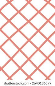 A grid of intersecting diagonal lines creates a lattice effect in a clean style. The crisscross design forms diamond shapes with uniform spacing. Cartoon vector illustration.
