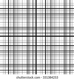 Grid of intersecting lines. Seamlessly repeatable pattern. Irregular, random thin, thick lines pattern.