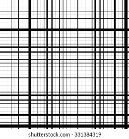 Grid of intersecting lines. Seamlessly repeatable pattern. Irregular, random thin, thick lines pattern.