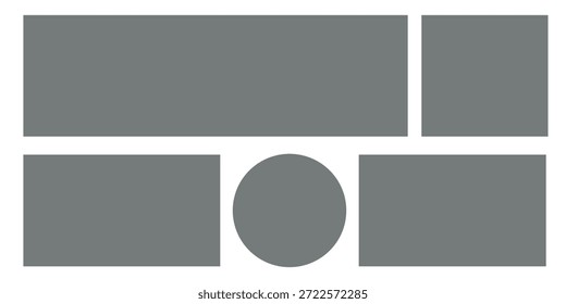 Grid layout design minimalist geometric layout featuring rectangles and a central circle, ideal for design templates, modern backgrounds, abstract compositions, and creative graphic projects.