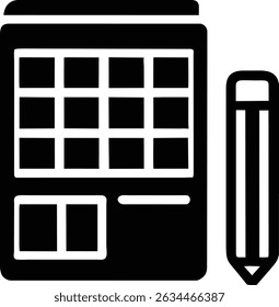Modelo de ícone de lápis de design de layout de grade