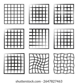 Vetor de layout de grade. Ladrilhos de linha quadrada. Conjunto de padrões geométricos. Feixe de forma abstrata.