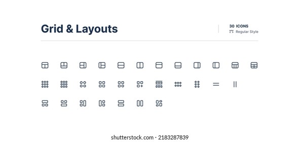 Grid and Layouts UI Icons Pack Line Style