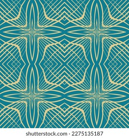 Grid of light lines on blue seamless pattern. Fashion graphic background design. Modern stylish abstract texture. Design template for prints, textiles, wallpaper, website. Vector illustration