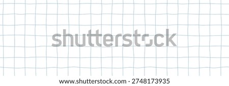 Grid Line Hand Drawn Pattern. Notebook Paper Checkered Texture. School Background with Blue and White Doodle Squares. Y2K Sketchy Line Cute Bg.