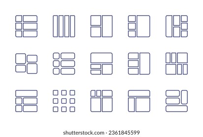 Grid line icon set. Editable stroke. Vector illustration. Containing layout, menu, listing.