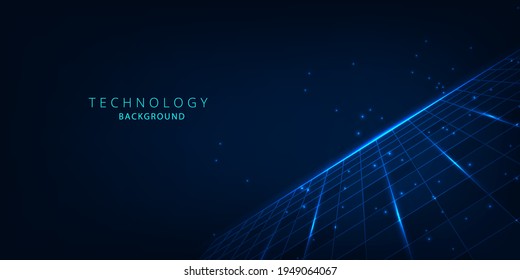 Las líneas de cuadrícula conectan el fondo.Concepto de conexión de tecnología de datos digitales.Resumen del vector futurista sobre el fondo de color azul oscuro.Ilustración 3d virtual.