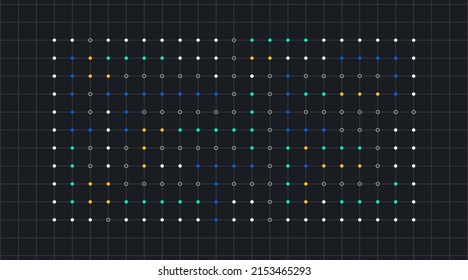 Grid linked line dots global futuristic data banner background template. Wireframe global network space website.
