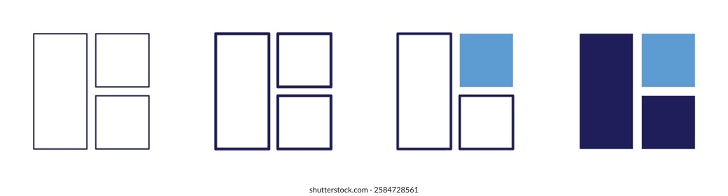 Grid load balancing icon in 4 different styles. Thin Line, Line, Bold Line, Duotone. Duotone style. Editable stroke.
