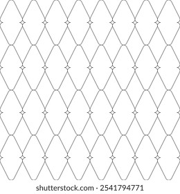 Grid made of rounded diamonds. Transparent contour drawing, isolated. Seamless pattern, geometric shapes. Grid, template for design. Background for paper, cover, textile, dishes, interior decor.