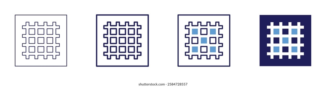 Grid management system icon in 4 different styles. Thin Line, Line, Bold Line, Duotone. Duotone style. Editable stroke.