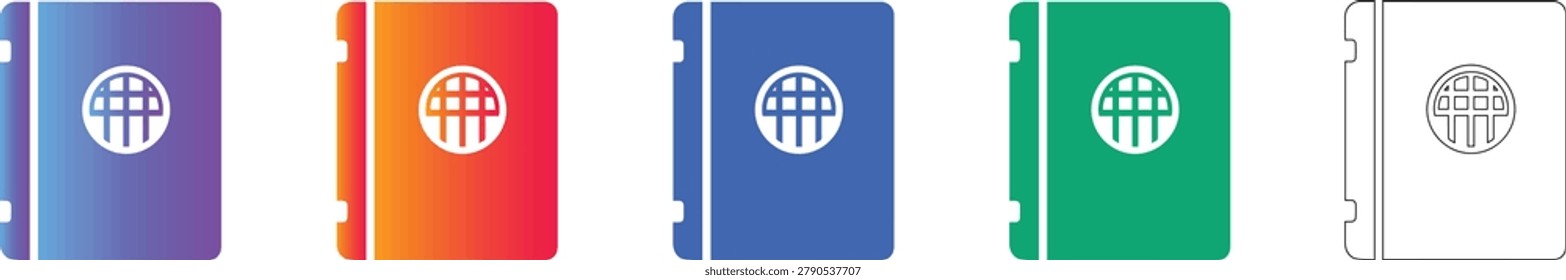 Grid Map Book or Atlas Icon Set vol 2012