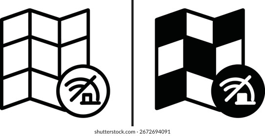 Gitterkarte mit einem Symbol ohne Signal für das Vektorsymbol im Offline-Modus
