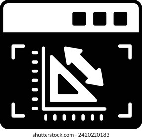 Grid and measuring tool with arrows concept, Simulation of measurements in browser vector icon design, Web design Development symbol, user interface or graphic sign, website engineering illustration