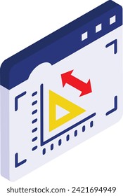 Grid and measuring tool with arrows isometric concept, Simulation of measurements in browser vector flat design, Web design Development symbol, user interface graphic website engineering illustration