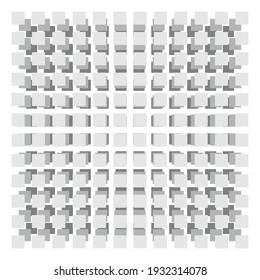 Grid, mesh of 3D spatial, stacked tier squares, Cubes