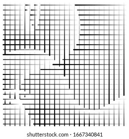 grid, mesh abstract geometric pattern. segmented intersect lines. crossing dynamic stripes texture. random dashed streaks lattice. abstract grating, trellis design