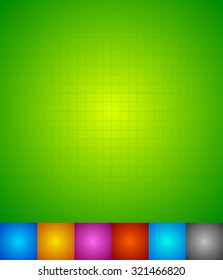 Grid, mesh background. Intersecting lines pattern, texture. Seamlessly repeatable vector pattern. Millimeter, graph paper pattern. Set of 7 colors. Bright, vibrant backgrounds.