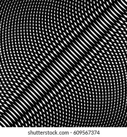 Grid, mesh of curved lines. Cellular moire effect. Abstract geometric pattern
