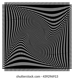 Grid, mesh with deformation, warp effect - Set of two layers of intersecting line with different distortion effect