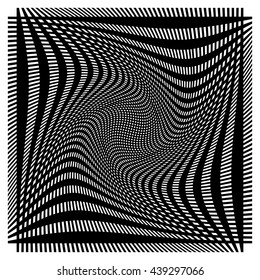 Grid, mesh with deformation, warp effect - Set of two layers of intersecting line with different distortion effect