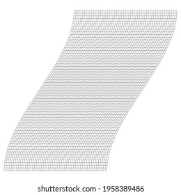 Grid, mesh with distorted, deformed effect. Abstract geometric vector element