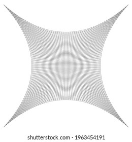 Grid, mesh with distorted, deformed effect. Abstract geometric vector element