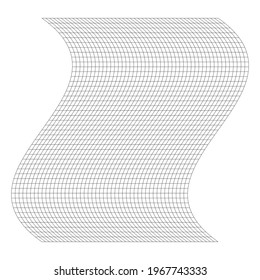 Grid, mesh with distorted, deformed effect. Abstract geometric vector element