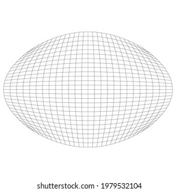 Grid, mesh with distorted, deformed effect. Abstract geometric vector element