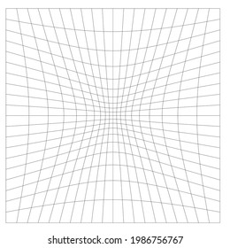 Grid, mesh with distorted, deformed effect. Abstract geometric vector element