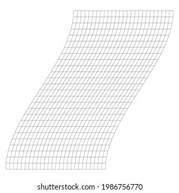 Grid, mesh with distorted, deformed effect. Abstract geometric vector element