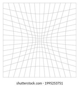 Grid, mesh with distorted, deformed effect. Abstract geometric vector element