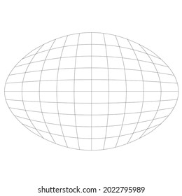 Grid, mesh with distorted, deformed effect. Abstract geometric vector element