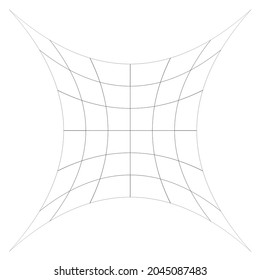 Grid, mesh with distorted, deformed effect. Abstract geometric vector element