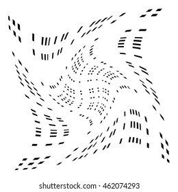 Grid, mesh of distorted lines. Geometric monochrome texture.