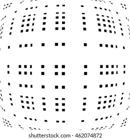 Grid, mesh of distorted lines. Geometric monochrome texture.