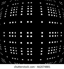 Grid, mesh of distorted lines. Geometric monochrome texture.
