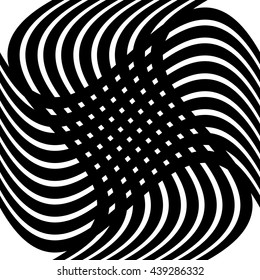 Grid, mesh distortion. Deformed intersecting lines. Geometric pattern / element.