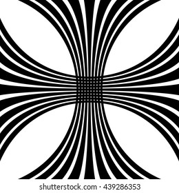 Grid, mesh distortion. Deformed intersecting lines. Geometric pattern / element.