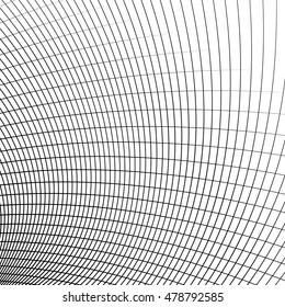 Grid - mesh of dynamic curved lines. Abstract geometric pattern. Monochrome texture.