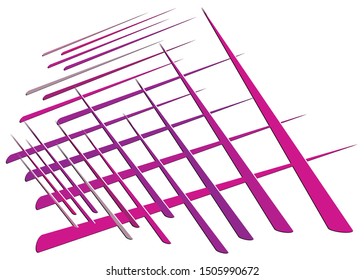 Grid, mesh with dynamic lines. Intersecting stripes. Irregular grating, lattice texture. Interlocking, criss-cross abstract geometric illustration