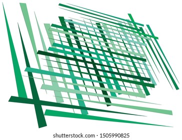 Grid, mesh with dynamic lines. Intersecting stripes. Irregular grating, lattice texture. Interlocking, criss-cross abstract geometric illustration