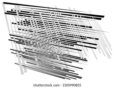 Grid, mesh with dynamic lines. Intersecting stripes. Irregular grating, lattice texture. Interlocking, criss-cross abstract geometric illustration
