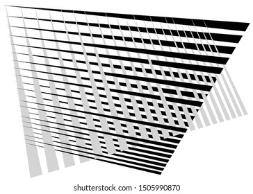 Grid, mesh with dynamic lines. Intersecting stripes. Irregular grating, lattice texture. Interlocking, criss-cross abstract geometric illustration