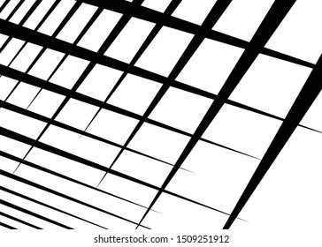 Grid, mesh with dynamic lines. Intersecting stripes. Irregular grating, lattice texture. Interlocking, criss-cross abstract geometric illustration