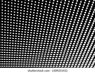 Grid, mesh with dynamic lines. Intersecting stripes. Irregular grating, lattice texture. Interlocking, criss-cross abstract geometric illustration