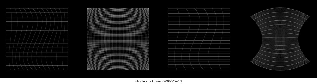 Grid, mesh, grating, trellis, wireframe with distortion, deformation effect. Warp, tweak distort grid