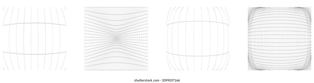 Grid, mesh, grating, trellis, wireframe with distortion, deformation effect. Warp, tweak distort grid
